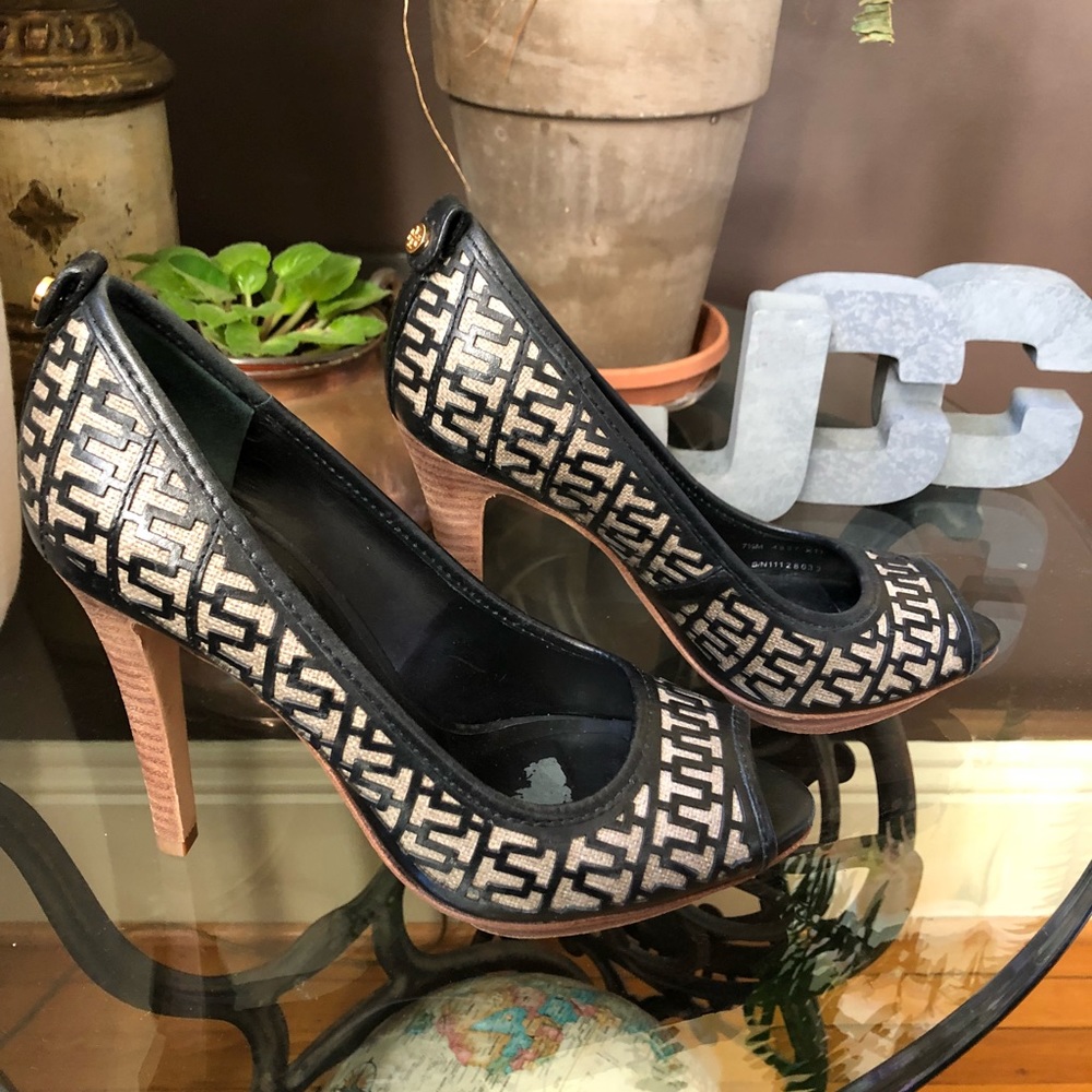 Tory Burch Regan Peep-Toe Platform Heels